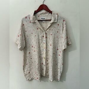 Flax Cream and Red Floral Blouse